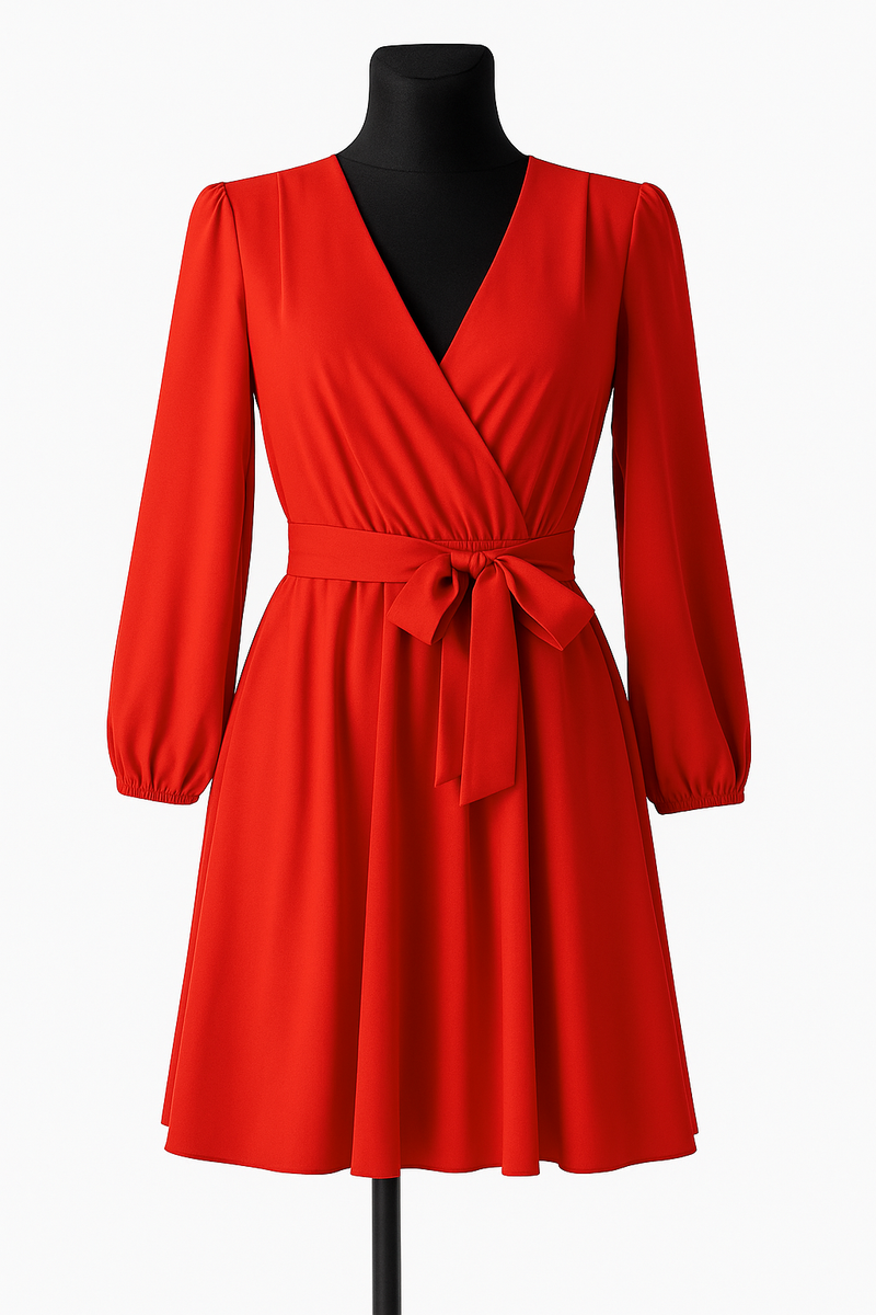 Bindy – Eleganta sieviešu kleita ar dekoltē un garām piedurknēm