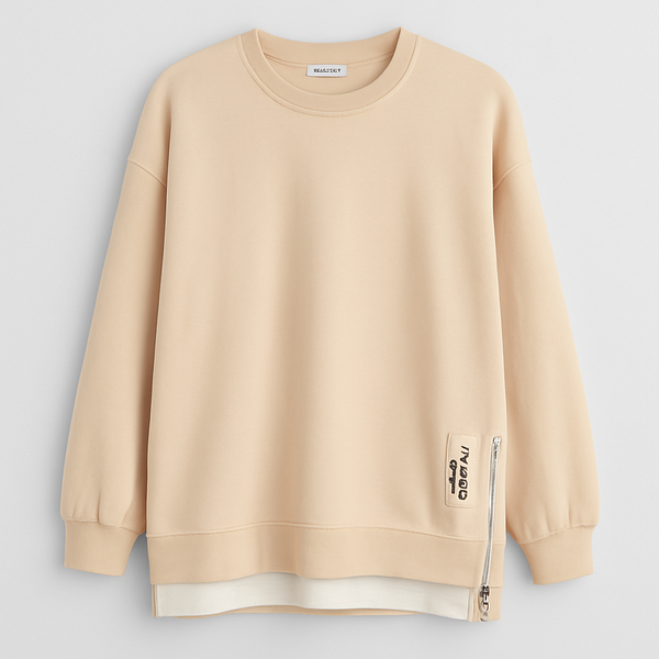 Plāns sieviešu džemperis ar rāvējslēdzējiem sānos